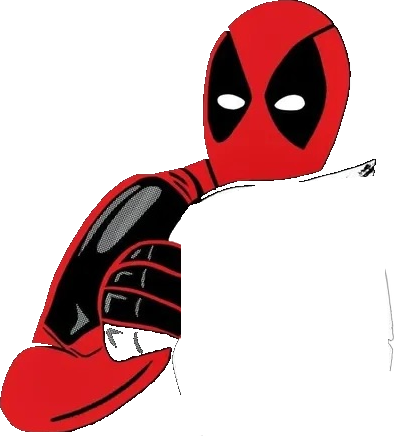 Deadpool holding flyer